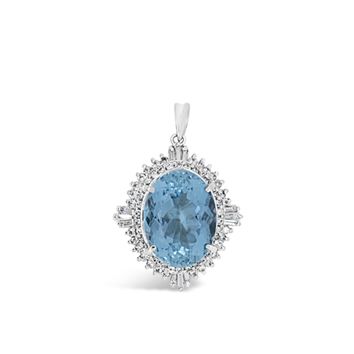 Aqumarine & Diamond Pendant