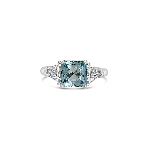 Aquamarine & Diamond Engagement Ring
