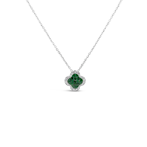 Tsavorite & Diamond Clover Pendant
