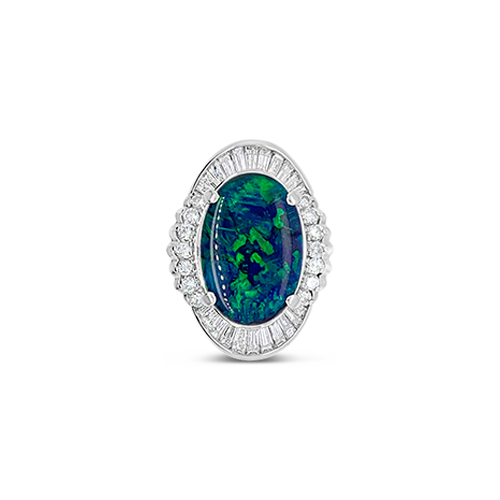 Black Opal & Diamond Ring