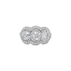 Three Stone Diamond Ring with a Halo