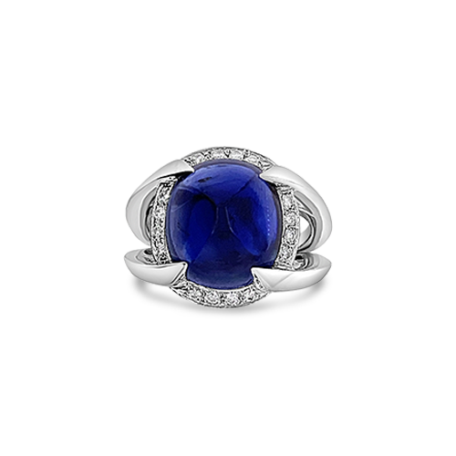 Cabochon Sapphire & Diamond Ring