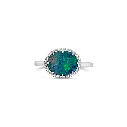 Black Opal & Diamond Ring