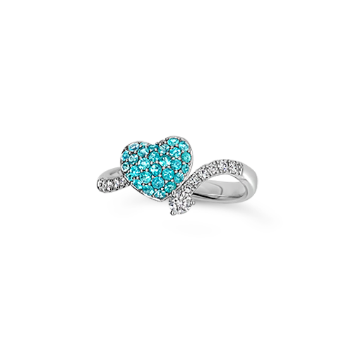 Paraiba & Diamond Heart Ring