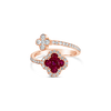 Ruby & Diamond Clover Bypass Ring