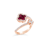 Ruby & Diamond Clover Bypass Ring
