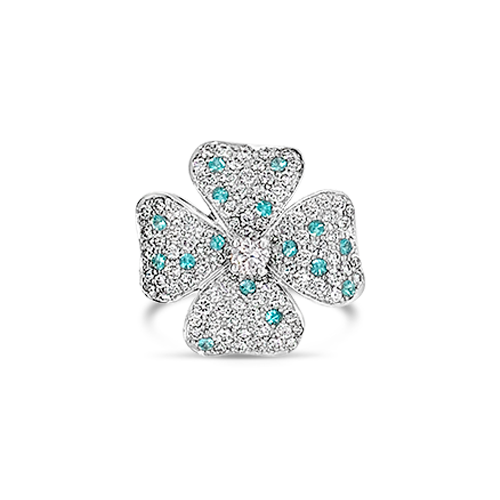 Paraiba & Diamond Flower Ring