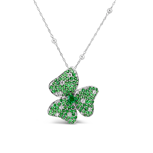Tsavorite & Diamond Flower Pendant