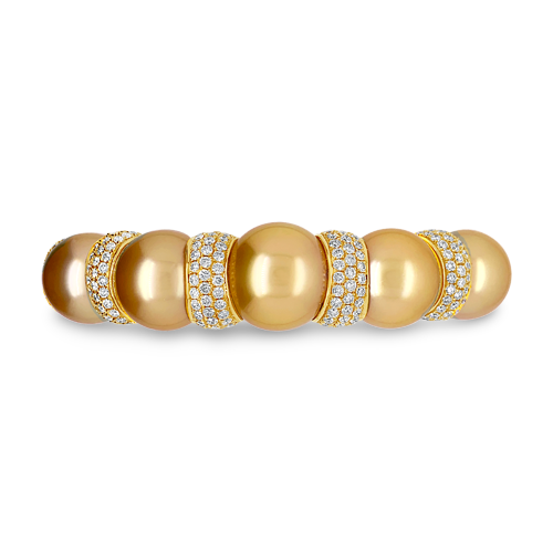 Golden Pearl & Diamond Cuff Bracelet