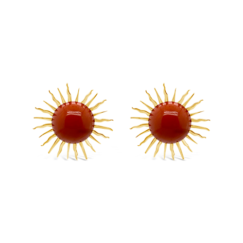 Coral Sunburst Estate Earrings