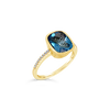 Swiss Blue Topaz & Diamond Ring
