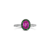 Pink Sapphire, Tavorite and Diamond Ring