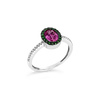 Pink Sapphire, Tavorite and Diamond Ring