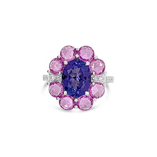 Tanzanite, Diamond & Pink Sapphire Ring