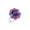 Tanzanite, Diamond & Pink Sapphire Ring
