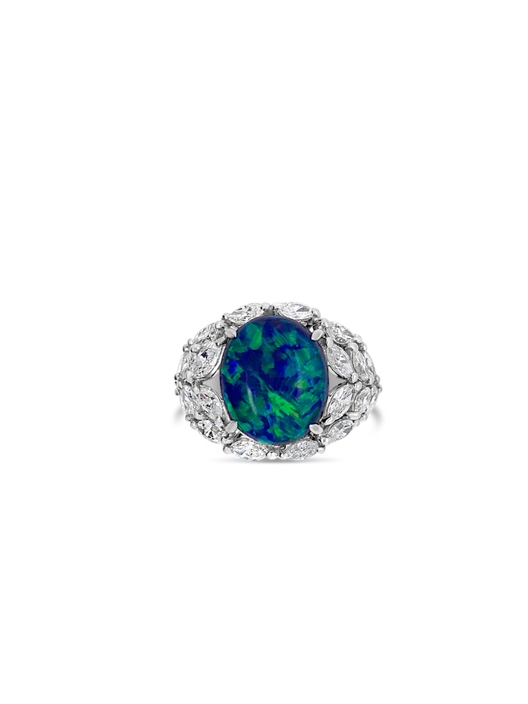 Black Opal & Diamond Ring