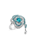 Paraiba & Diamond Flower Ring