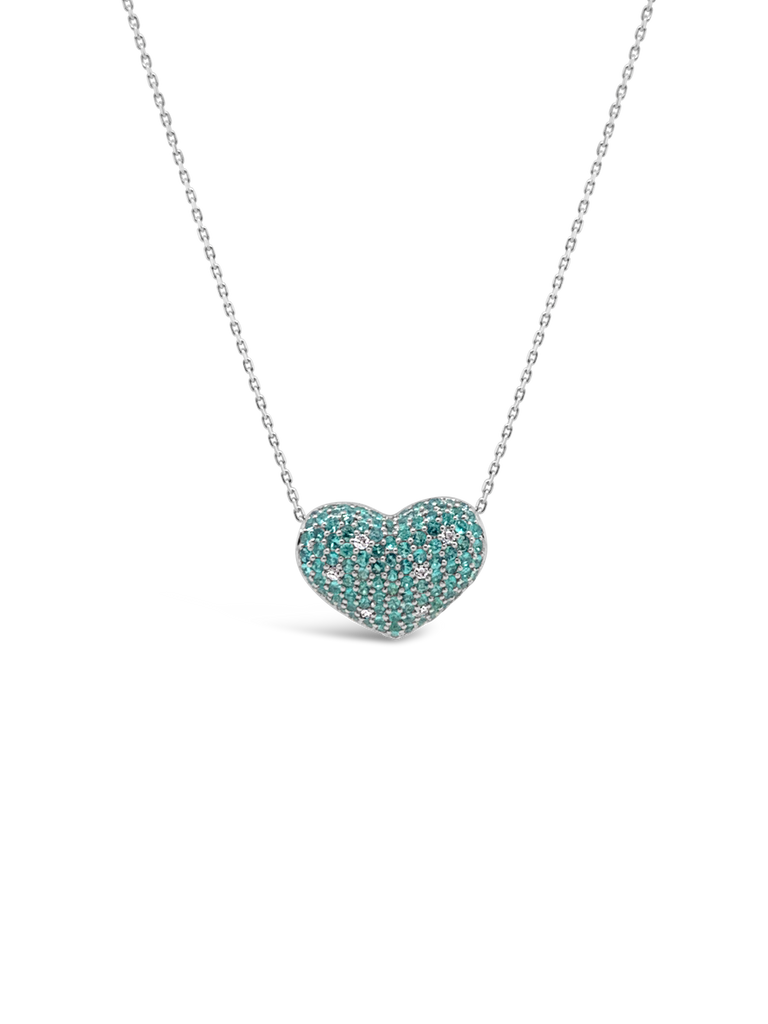 Paraiba & Diamond Heart Pendant