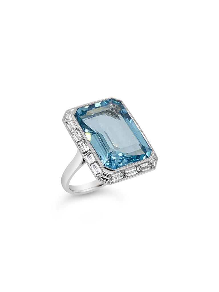 Aquamarine & Diamond Ring