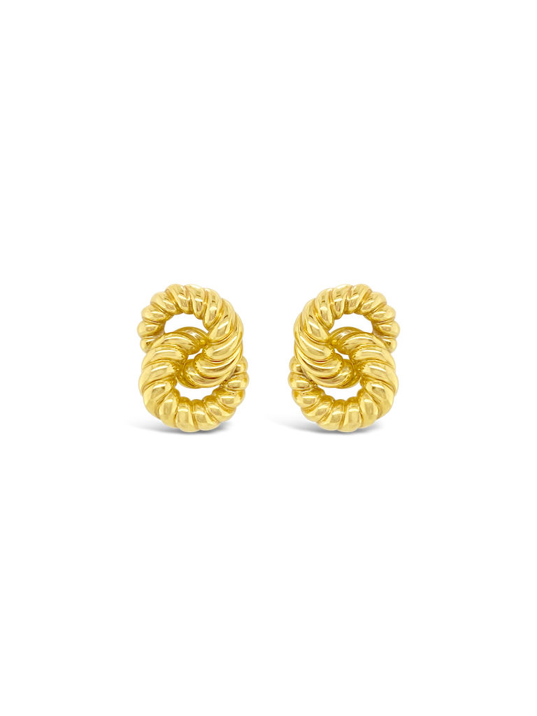 Double Circle Twist Gold Estate Earrings
