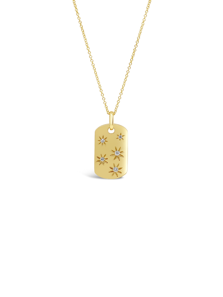Diamond Stars Dog Tag Style Pendant