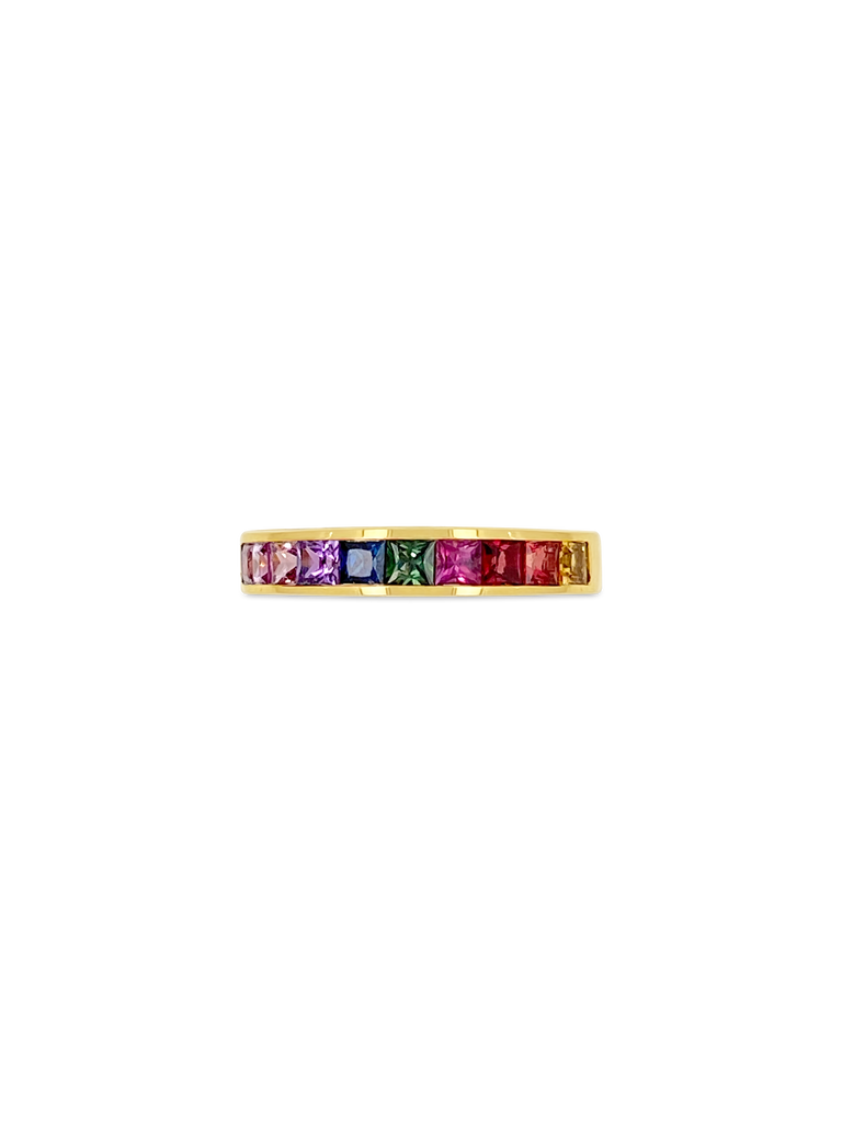Rainbow Sapphire Band Ring