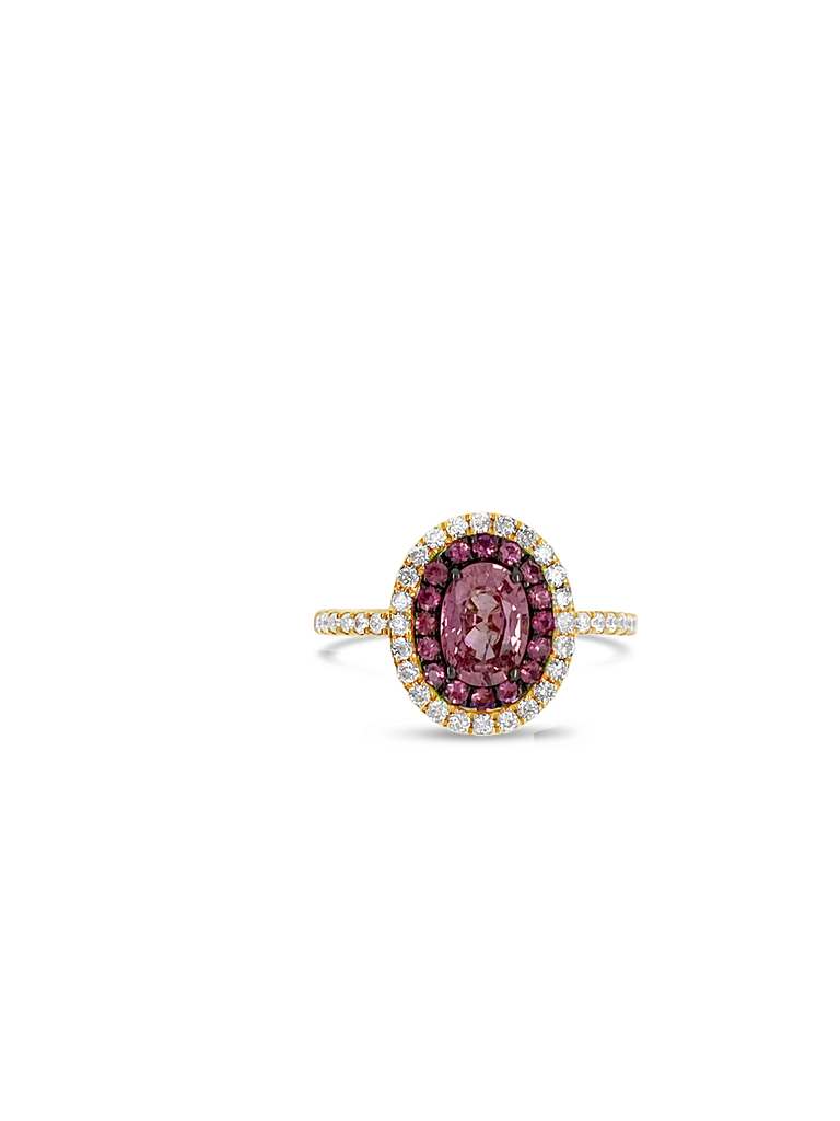 Pink Sapphire & Diamond Ring