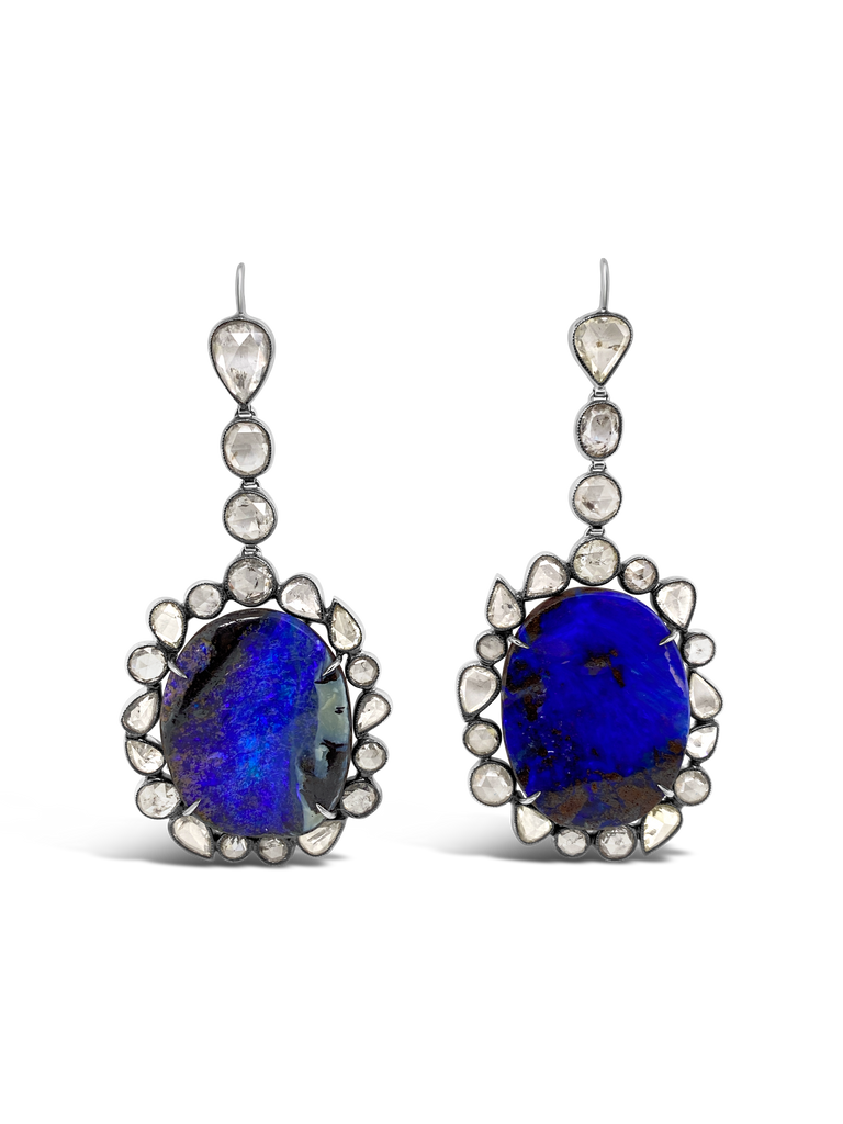 Opal & Diamond Dangle Earrings