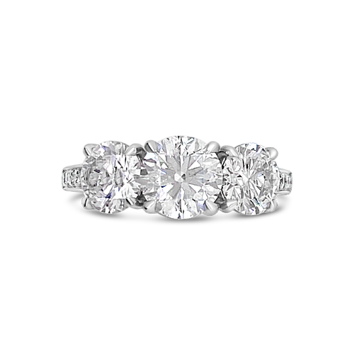 Three Stone Diamond Ring with Side Diamonds