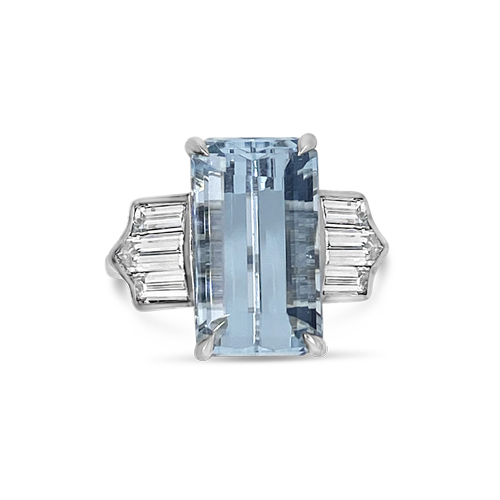 Aquamarine & Diamond Ring