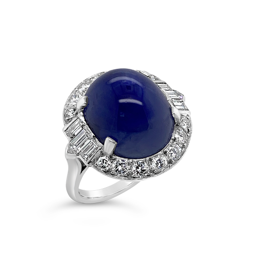 Star Sapphire & Diamond Ring