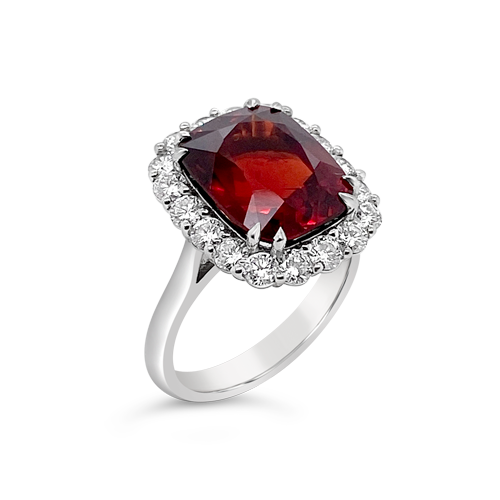 Red Spinel & Diamond Ring