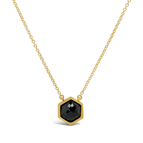 Hexagon Shaped Black Diamond Pendant