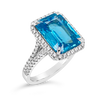 Blue Zircon & Diamond RIng
