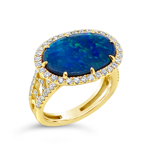Oval Lightning Ridge Black Opal Ring