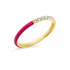 Diamond & Pink Enamel Band Ring