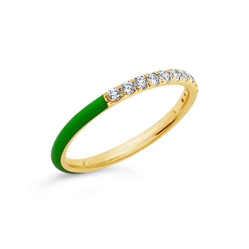 Diamond & Green Enamel Ring