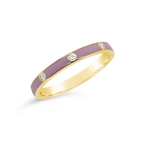 Diamond & Pink Enamel Band Ring