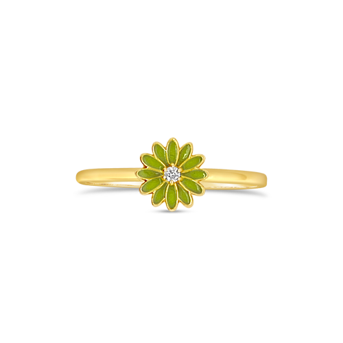 Flower Ring with Diamond Center