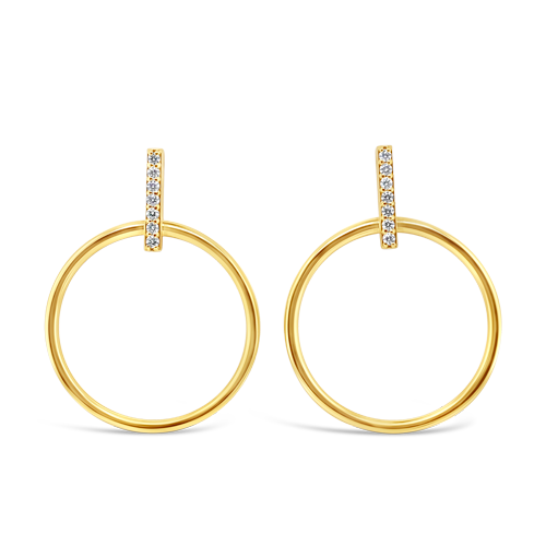 Gold & Diamond Circle Earrings