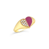 Diamond & Pink Enamel Heart Ring