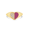 Diamond & Pink Enamel Heart Ring