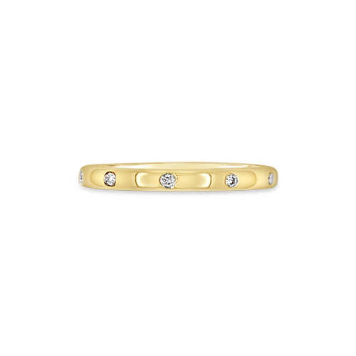 Burnished set Diamond & Gold Ring