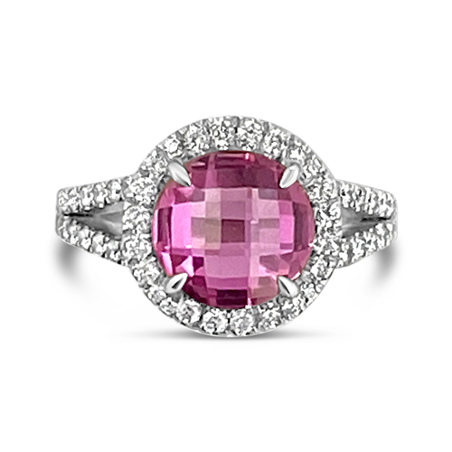 Pink Sapphire & Diamond Ring