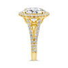 Diamond Ring with Halo of Round Diamonds