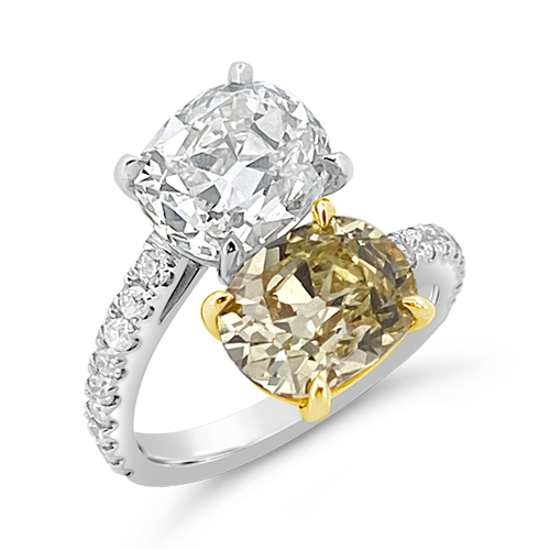 Yellow & White Diamond Bypass Ring