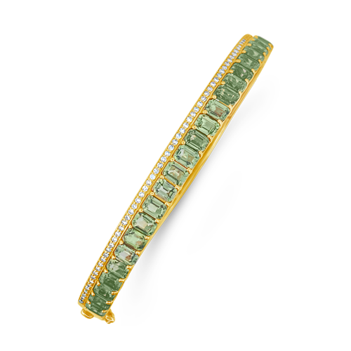 Green Sapphire & Diamond Bangle Bracelet