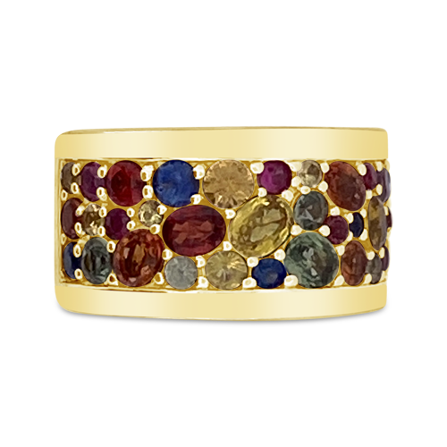 Rainbow Sapphire Cigar Band Ring