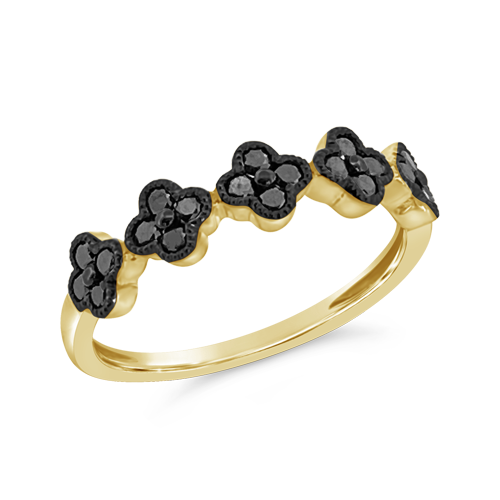 Black Diamond Flower/Clover Ring
