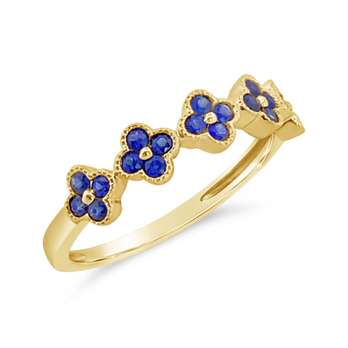 Sapphire Flower/Clover Ring